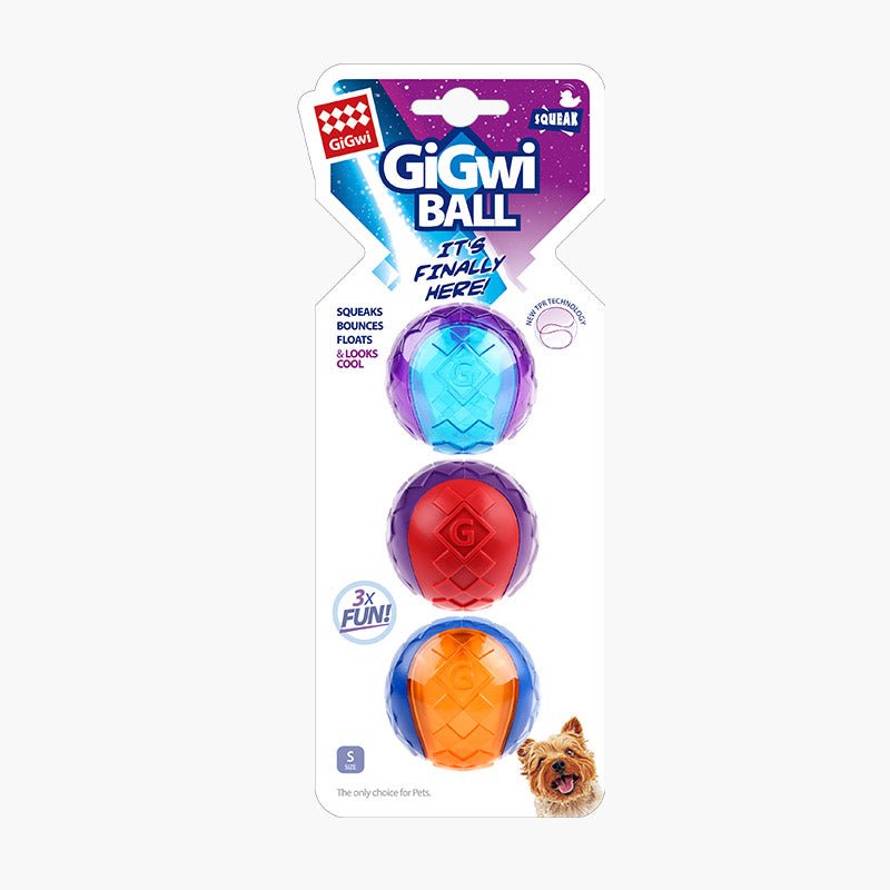Gigwi Pet TPR Ball Dog Toy (3 Sizes) | Pack of Assorted Colours - CreatureLand