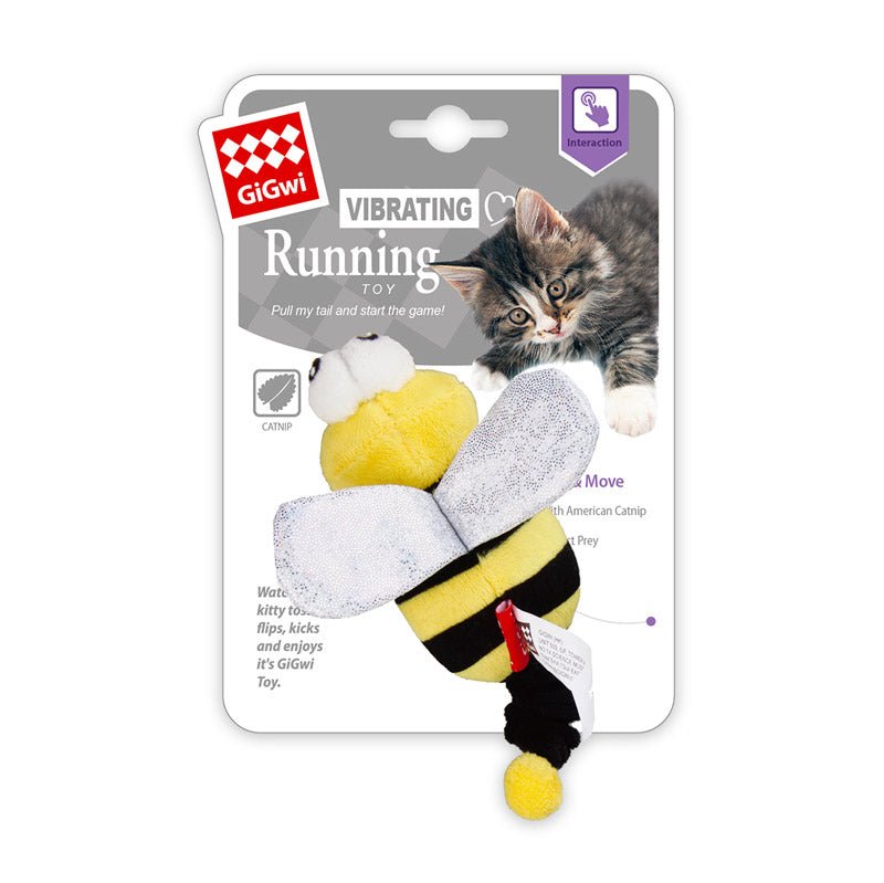 Gigwi Pet Vibrating Running Catnip Plush Cat Toy - Bee - CreatureLand