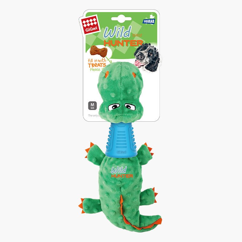 Gigwi Pet Wild Hunter Interactive Plush Dog Toy - Crocodile - CreatureLand