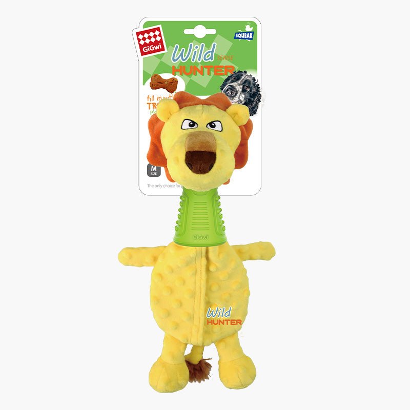 Gigwi Pet Wild Hunter Interactive Plush Dog Toy - Lion - CreatureLand