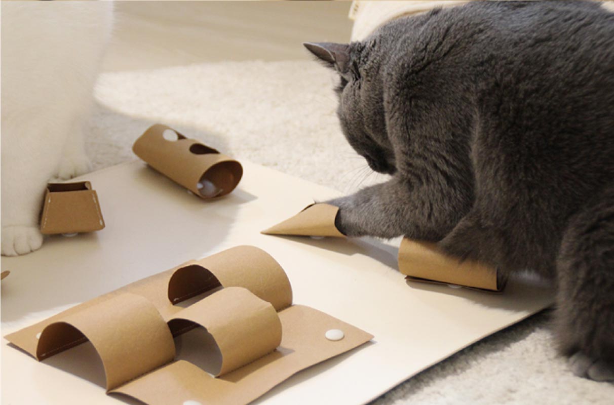Gotta Go Home Vegan Leather Cat Puzzle Mat ( Cat-Ch ) - Large - CreatureLand