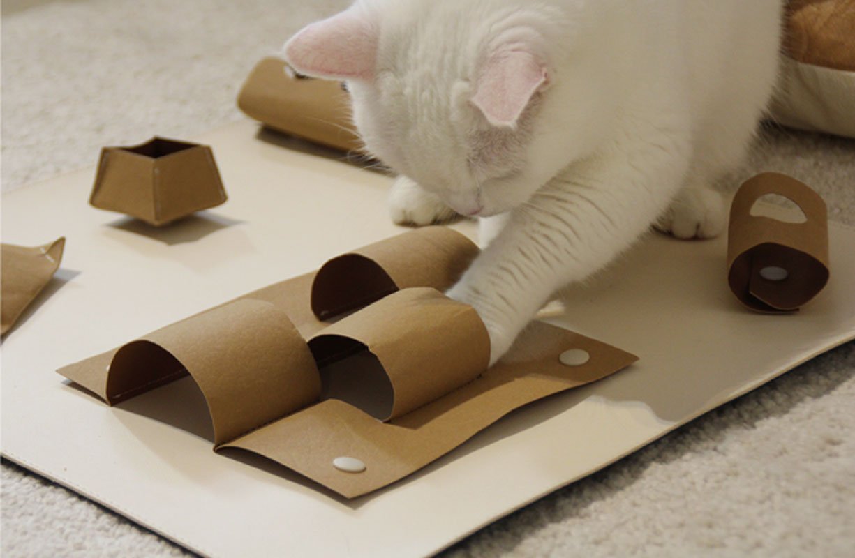 Gotta Go Home Vegan Leather Cat Puzzle Mat ( Cat-Ch ) - Large - CreatureLand