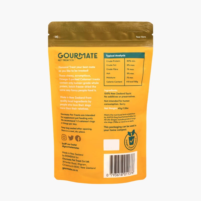 Gourmate Pet Treat Co. Freeze Dried Wild Caught Calamari Dog Treats (45g) - CreatureLand