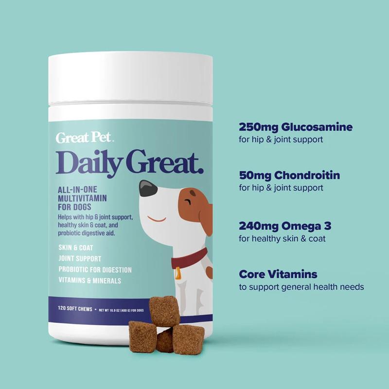 Great Pet® Daily Great All-In-One Multivitamin - 120 Chews - CreatureLand