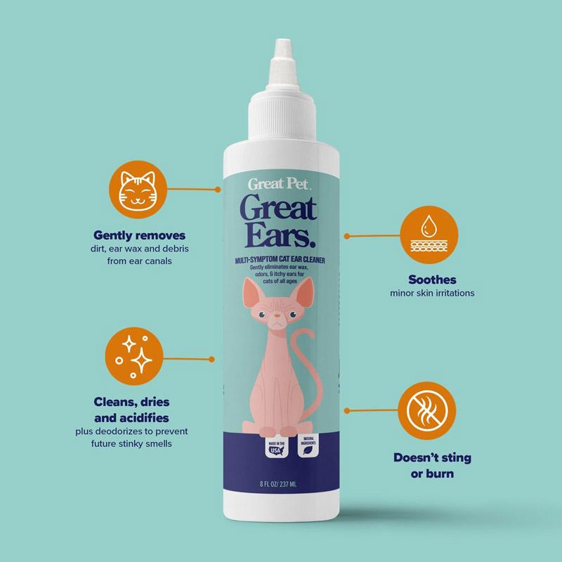 Great Pet® Great Ears Multi-Symptom Cat Ear Cleaner - 237ml - CreatureLand