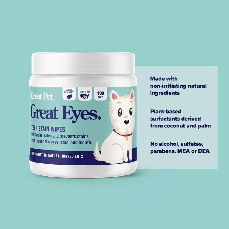 Great Pet® Great Eyes Tear Stain Wipes - 100 wipes - CreatureLand
