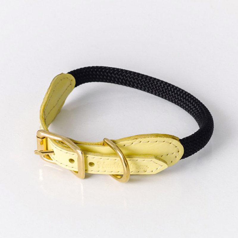 Hunting Pony PONY MACARONI LEATHER DOG COLLAR - YELLOW - CreatureLand