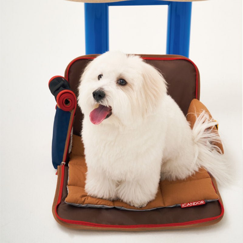 iCandor Fluffy Pet Carrier Cushion - Brown/Grey (2 Sizes) - CreatureLand