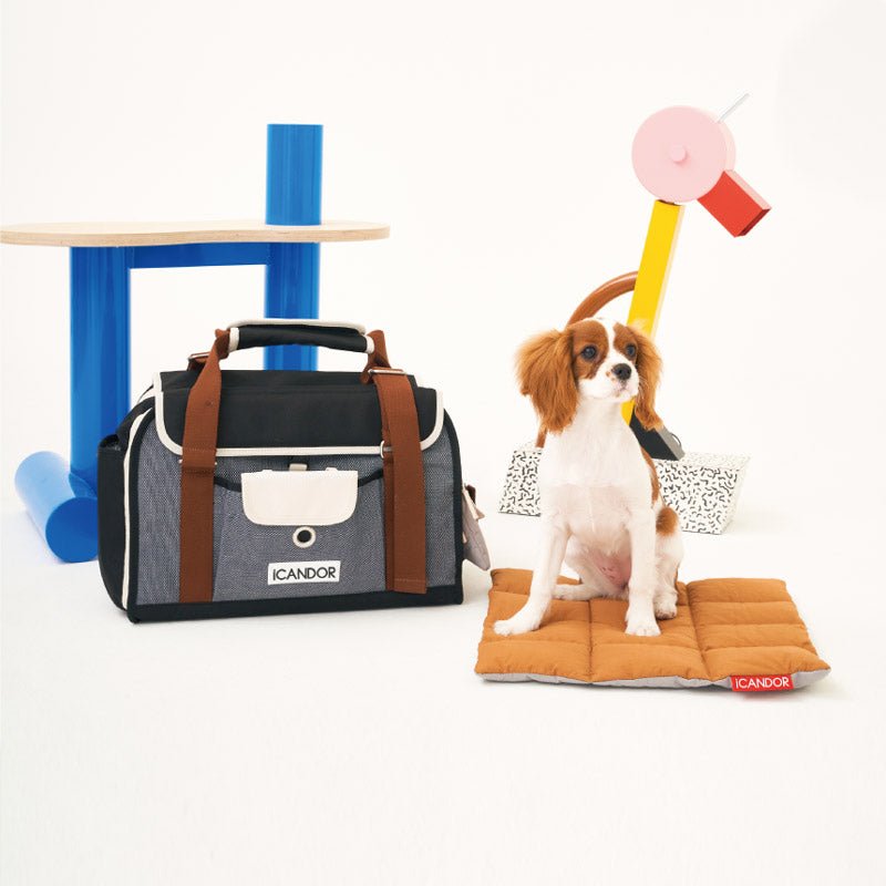 iCandor Fluffy Pet Carrier Cushion - Brown/Grey (2 Sizes) - CreatureLand