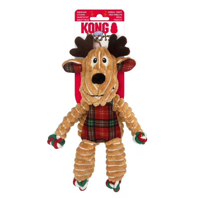 KONG® Holiday – Floppy Knots Reindeer Dog Toy - CreatureLand