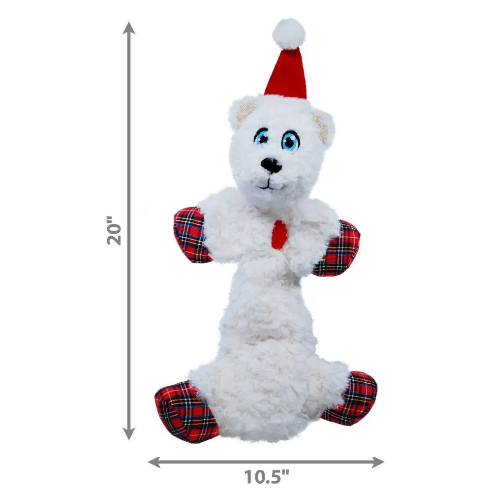 KONG® Holiday – Low Stuff Flopzie Polar Bear Dog Toy - CreatureLand
