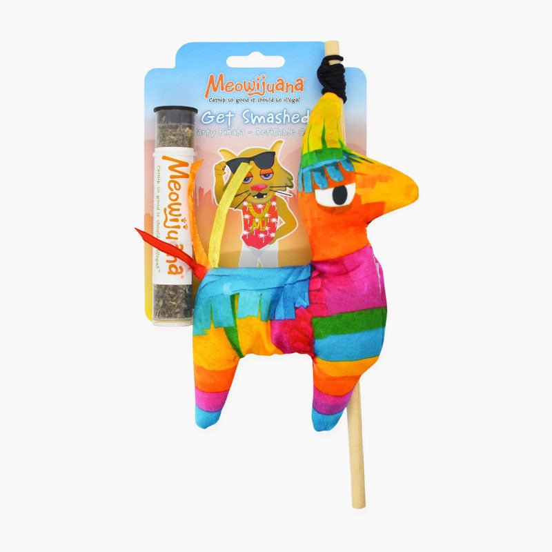 Meowijuana Get Smashed Refillable Catnip Llama Piñata Cat Teaser - CreatureLand