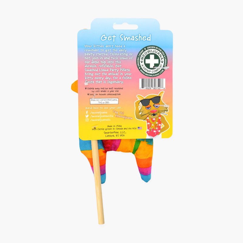 Meowijuana Get Smashed Refillable Catnip Llama Piñata Cat Teaser - CreatureLand