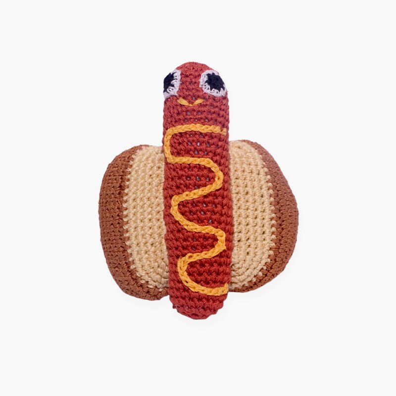 Mirage Pet Hot Dog Knit Knacks Organic Cotton Dog Toy - CreatureLand