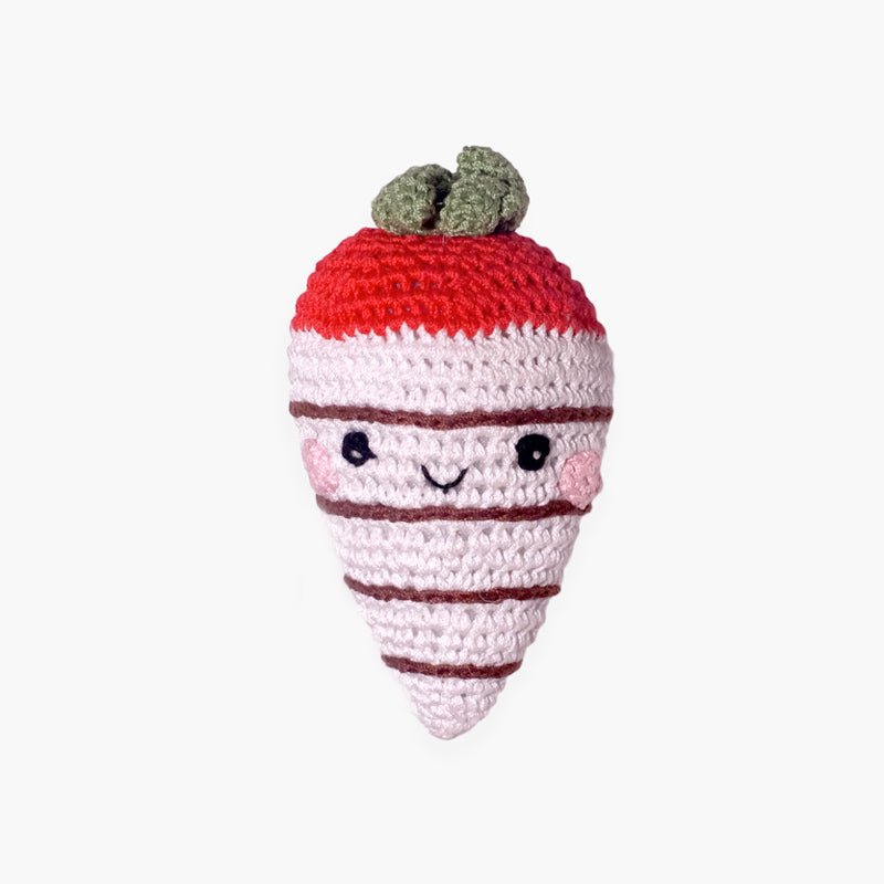 Mirage Pet White Chocolate Strawberry Knit Knacks Organic Cotton Dog Toy - CreatureLand