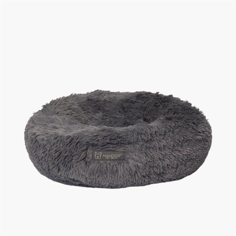 NANDOG™ Round Shaggy Pet Bed - Dark Gray - CreatureLand