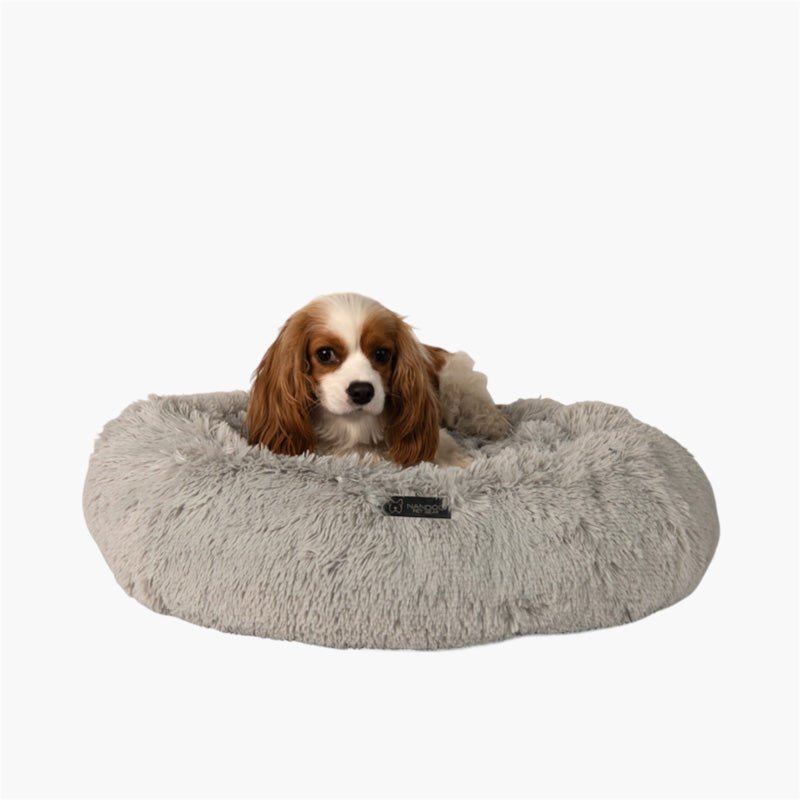 NANDOG™ Round Shaggy Pet Bed - Light Gray - CreatureLand