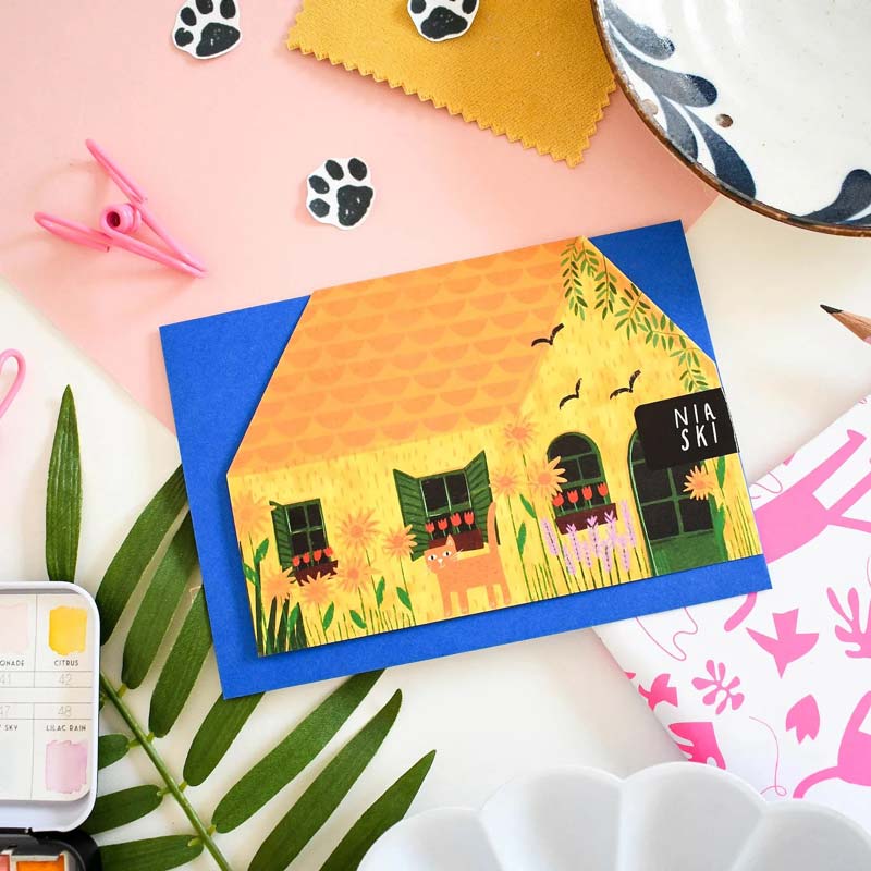 Niaski Vincat Van Gogh Cat House Card - CreatureLand