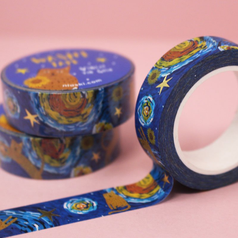 Niaski Vincat Van Gogh Cat Washi Tape - CreatureLand