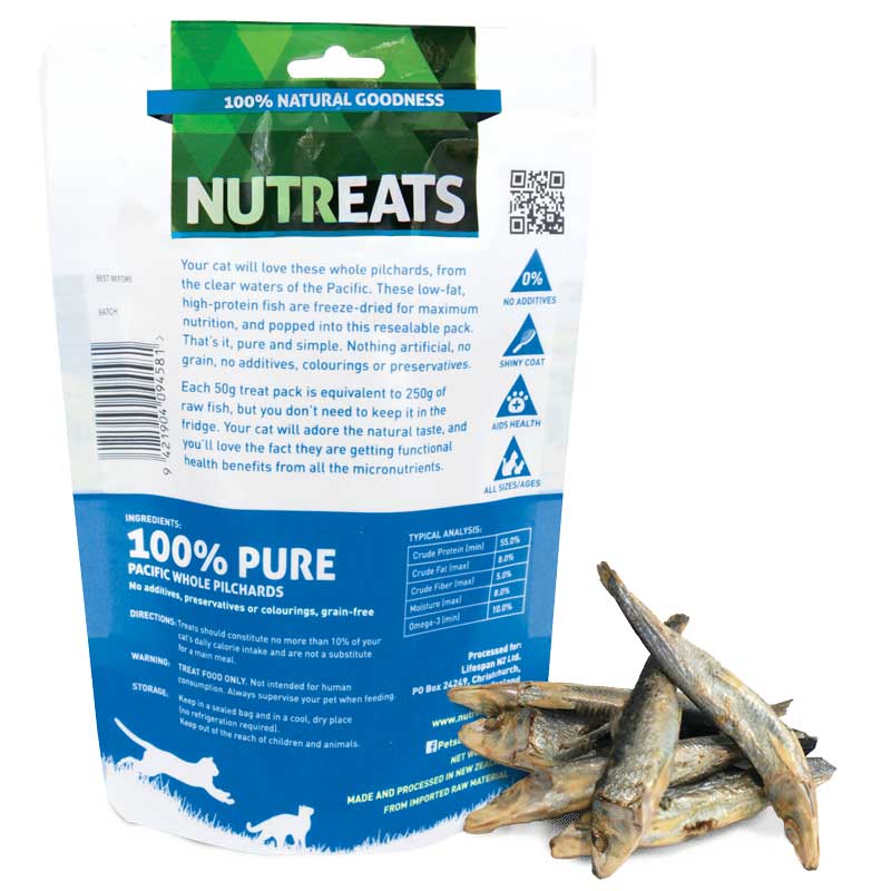 Nutreats Pacific Whole Pilchards Premium Cat Treats - CreatureLand