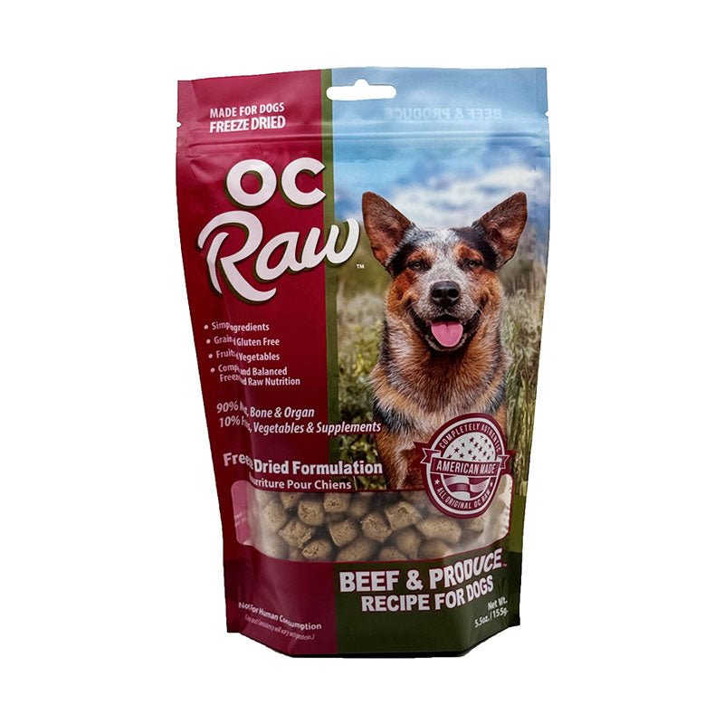 OC Raw Freeze Dried Meaty Rox Dog Food | Beef & Produce (5.5oz) - CreatureLand