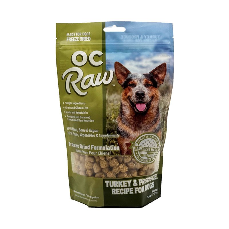 OC Raw Turkey Produce Freeze Dried Meaty Rox Dog Food