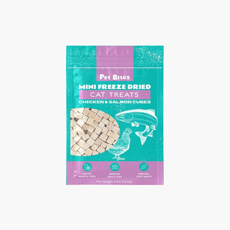 Pet Bites Mini Freeze Dried Cat Treats | Chicken & Salmon Cubes - CreatureLand