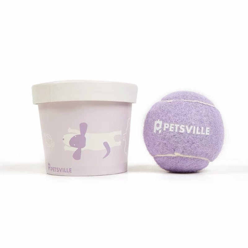 Petsville Ice Cream Tub Tennis Ball Dog Toy (5 Colours) - CreatureLand