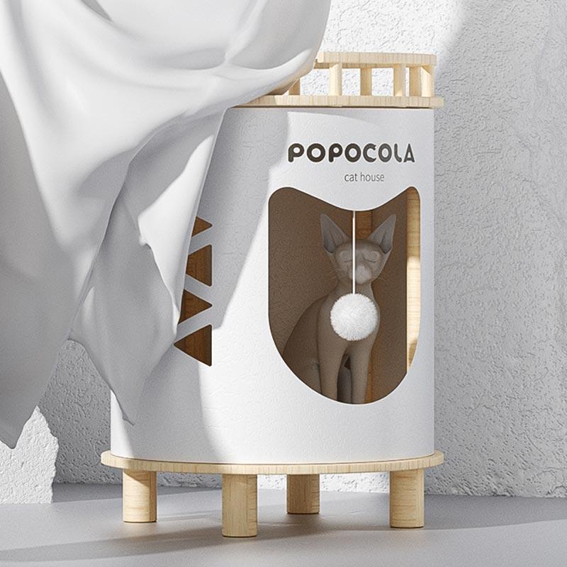 Popocola Double-Deck Stool Cat House - CreatureLand