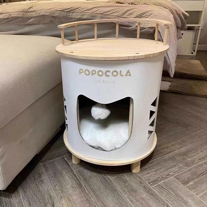 Popocola Double-Deck Stool Cat House - CreatureLand