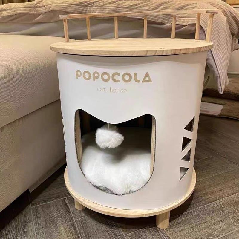 Popocola Double-Deck Stool Cat House - CreatureLand