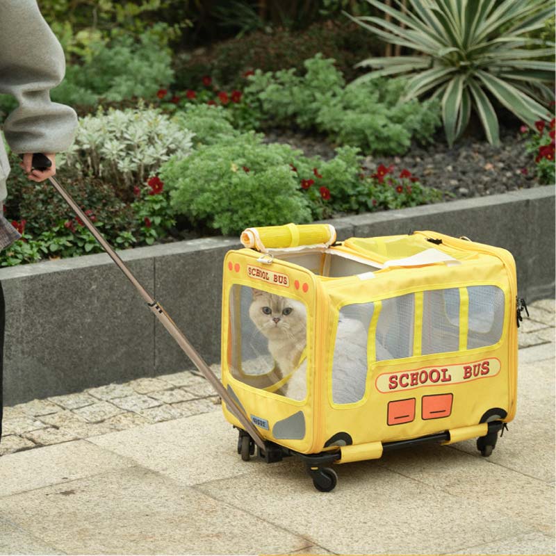 PurLab School Bus Pet Carrier Trolley - CreatureLand