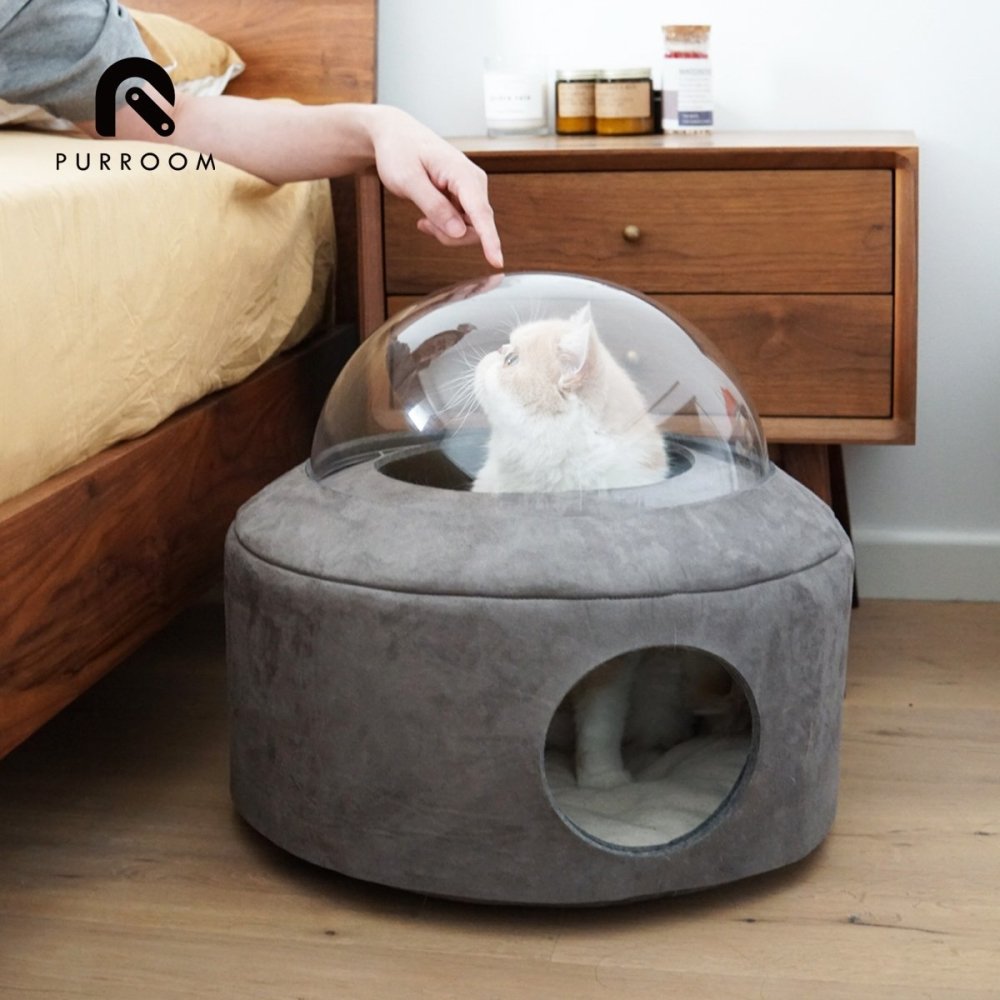 Purroom Spacecraft Pet Bed - Light Grey - CreatureLand