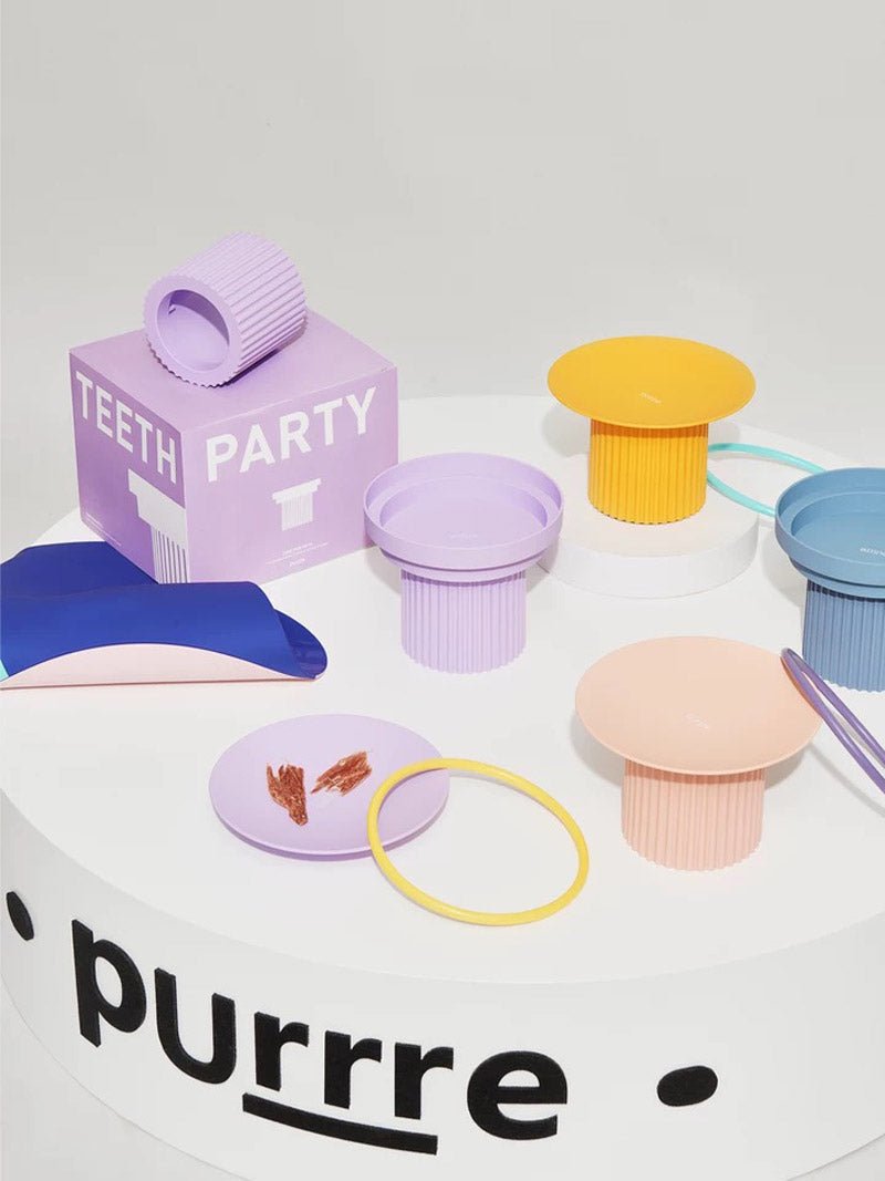 Purrre Teeth Party Elevated Feeders - Ultra Violet - CreatureLand