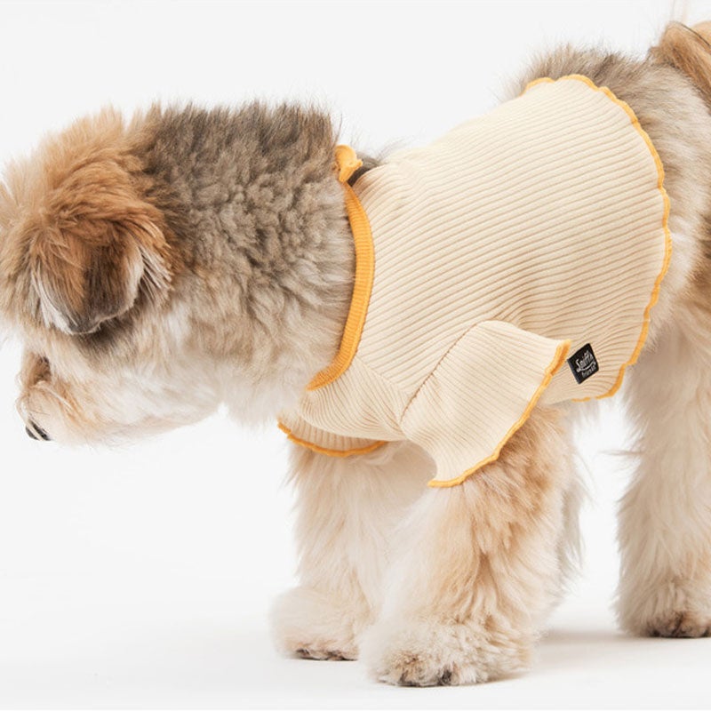 Sniff's Friends Ribbon Tie Ruffle Sleeve Crop Top - Yellow - CreatureLand