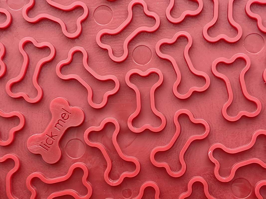 Sodapup Enrichment Licking Mat - Bones (Red) - CreatureLand