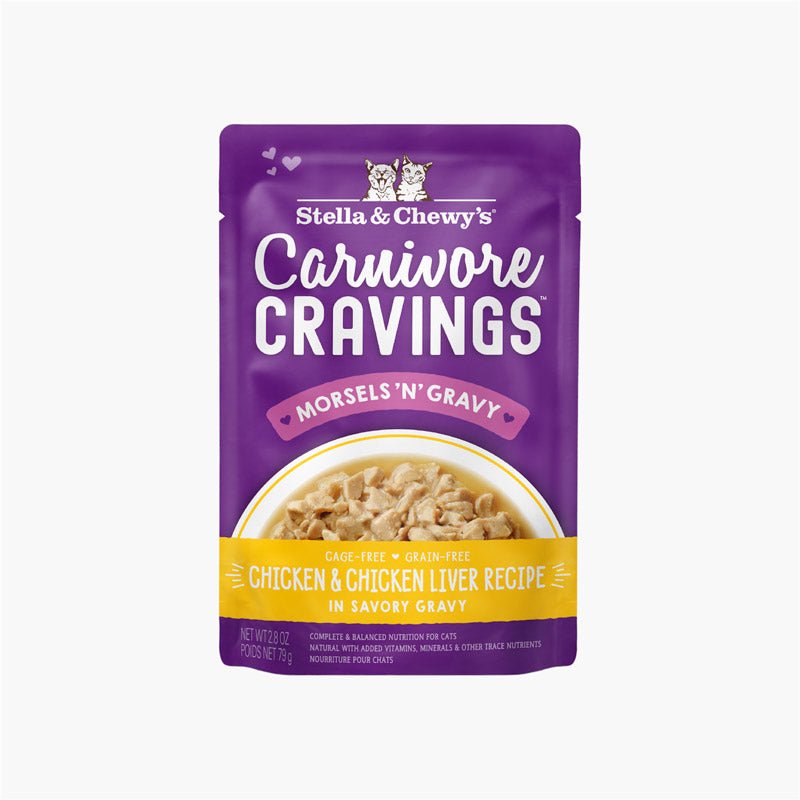 Stella & Chewy's Carnivore Cravings Morsels'N'Gravy - Chicken & Chicken Liver Cat Pouch (2.8oz) - CreatureLand