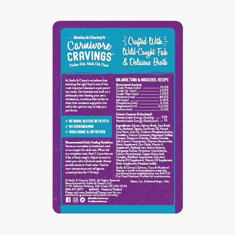 Stella & Chewy's Carnivore Cravings Pouch - Salmon, Tuna & Mackerel ( 2.8oz ) - CreatureLand