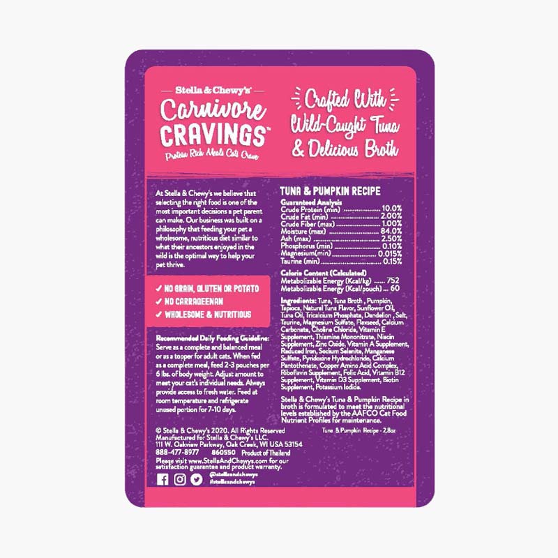 Stella & Chewy's Carnivore Cravings Pouch - Tuna & Pumpkin( 2.8oz ) - CreatureLand
