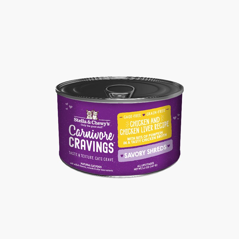 Stella & Chewy's Carnivore Cravings Savory Shreds - Chicken & Chicken Liver in Broth (5.2oz) - CreatureLand