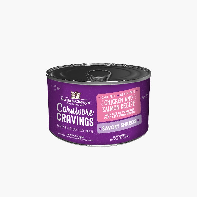 Stella & Chewy's Carnivore Cravings Savory Shreds - Chicken & Salmon in Broth (5.2oz) - CreatureLand