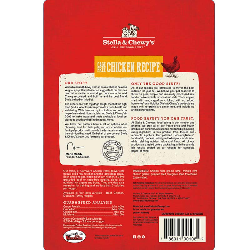 Stella & Chewy's Carnivore Crunch | Chicken Freeze-Dried Raw Dog Treats (3.25oz) - CreatureLand