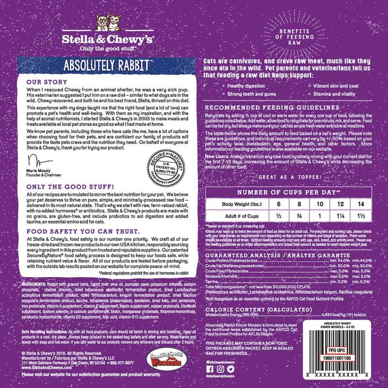 Stella & Chewy's Freeze Dried Dinner Morsels - Absolute Rabbit - CreatureLand