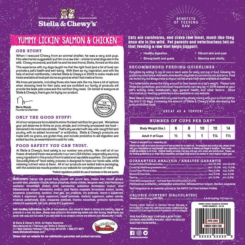 Stella & Chewy's Freeze Dried Dinner Morsels - Yummy Lickin Salmon & Chicken (2 Sizes) - CreatureLand