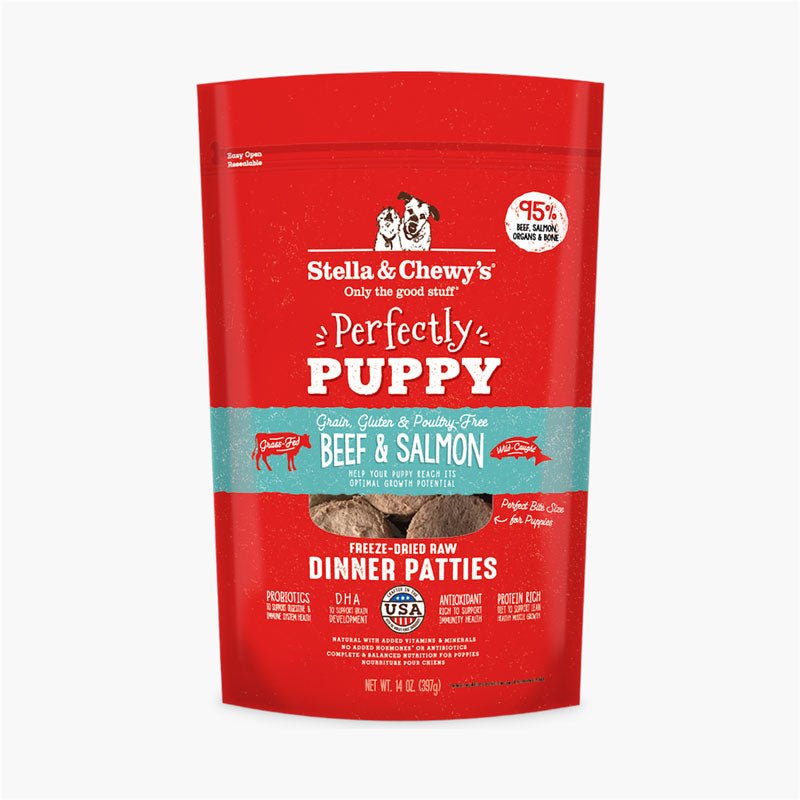 Stella & Chewy's Freeze-Dried Raw Dinner Patties | Perfectly Puppy - Beef & Salmon (14oz) - CreatureLand