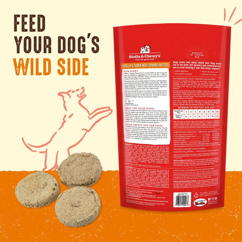 Stella & Chewy's Freeze-Dried Raw Dinner Patties | Super Beef (2 Sizes) - CreatureLand