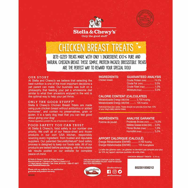 Stella & Chewy's Single Ingredient | Chicken Breast Freeze-Dried Raw Dog Treats (2.75oz) - CreatureLand