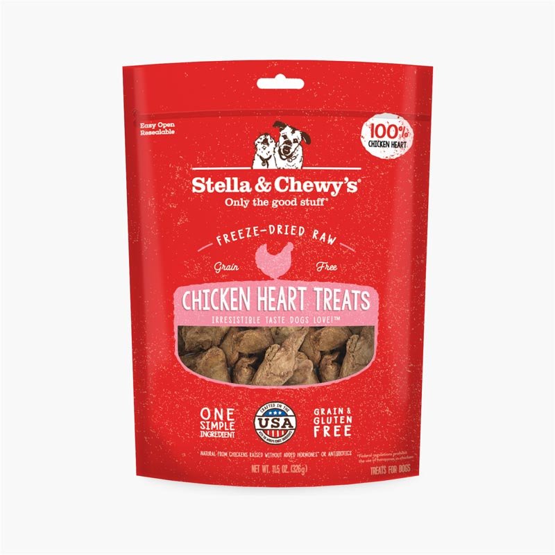 Stella & Chewy's Single Ingredient | Chicken Heart Freeze-Dried Raw Dog Treats (3oz) - CreatureLand