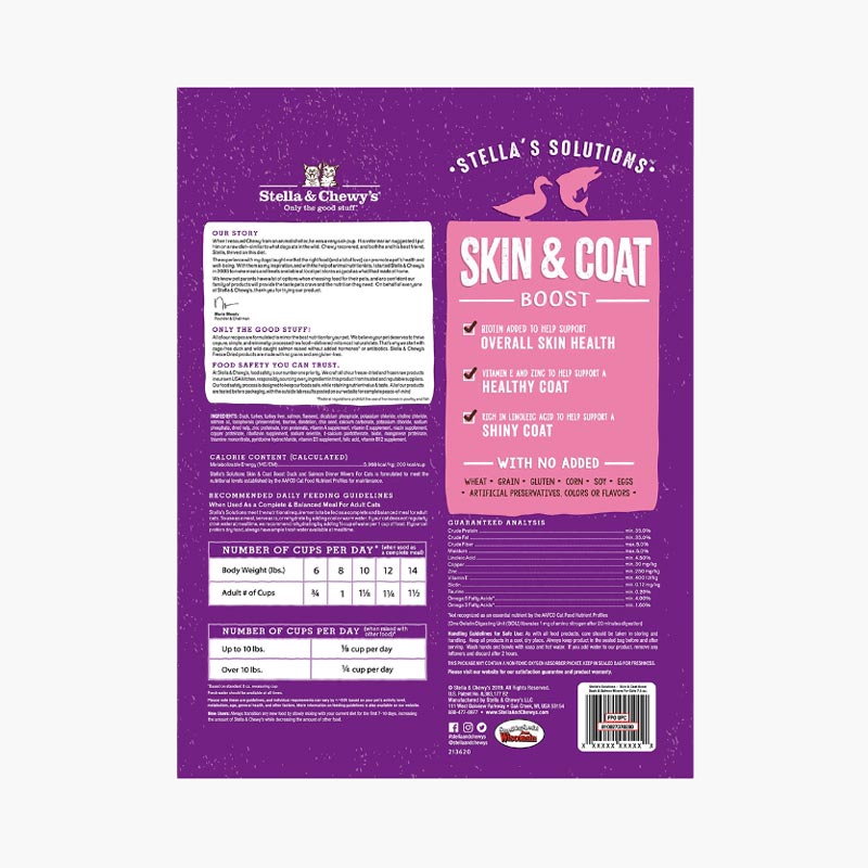 Stella & Chewy's Stella Solutions - Skin & Coat Boost Duck & Salmon Freeze-Dried Cat Food ( 7.5oz ) - CreatureLand