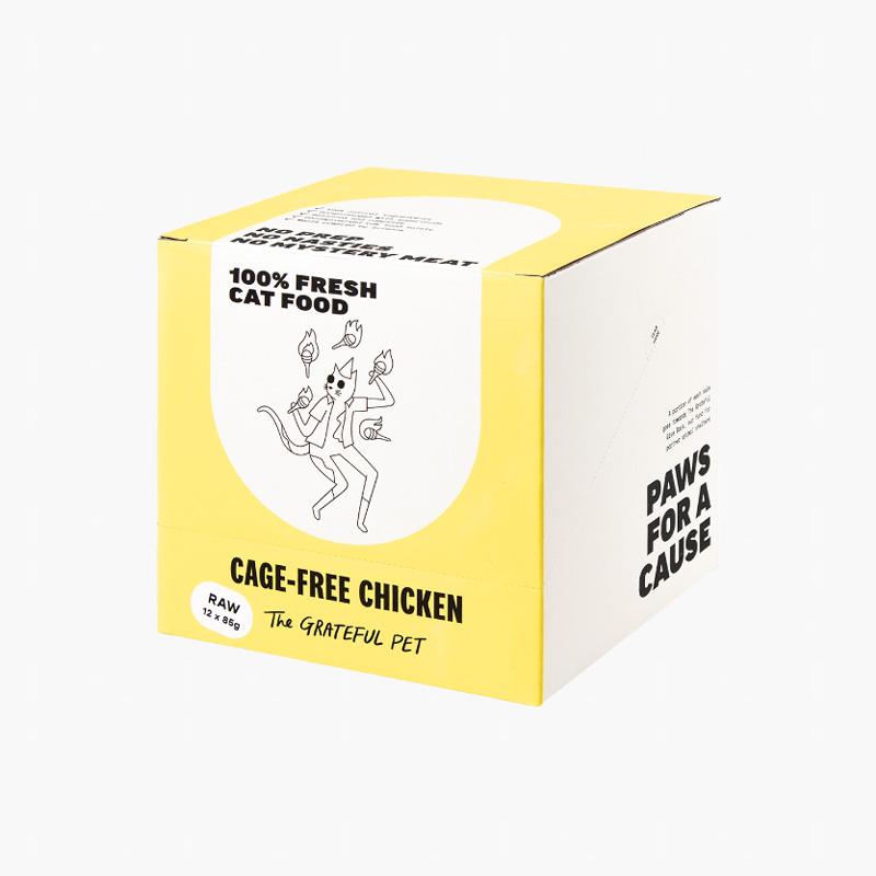 The Grateful Pet Cat Raw Food | Cage-Free Chicken - 1.02kg (12 x 85g tubs) - CreatureLand